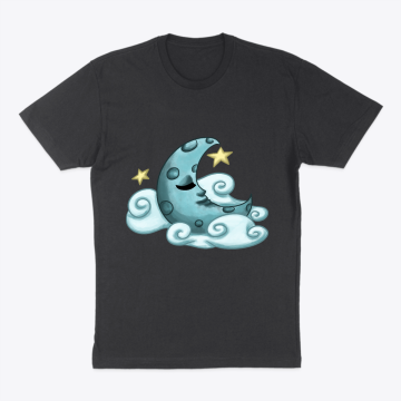 Cute Astronomy Blue Sleepy Moon Amongst the Clouds T-Shirt