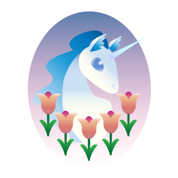Unicorn and tulips