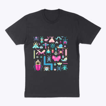 Pixel Art Pretty Insects and Bug Pattern