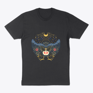 Celestial Blue Mothman with Red Eyes