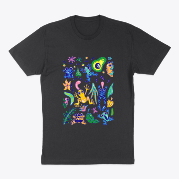 Vibrant Cartoon Dart Frogs Pattern