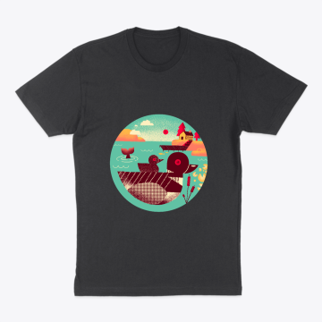 1950s Retro Loon Bird on a Lake