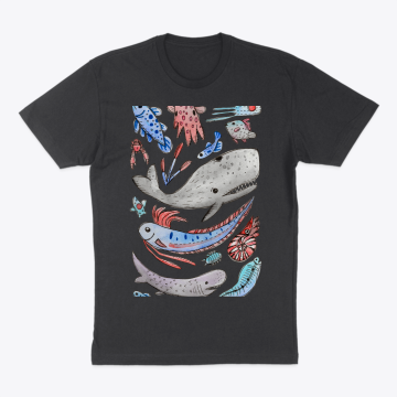Deep Sea Fish and Creatures in Watercolor