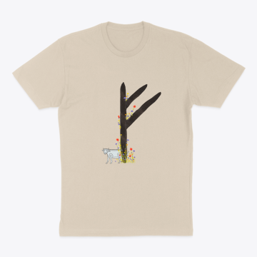 Fehu rune with flowers &amp; cow