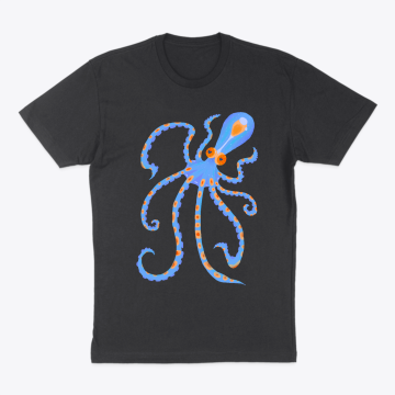 Blue and Orange Deep Sea Ocean Octopus