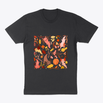Autumn Leaves and Cute Axolotls Pattern