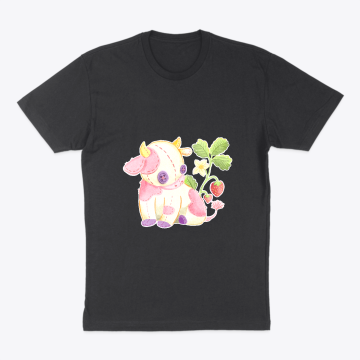 Strawberry Cow Plushie in Watercolor