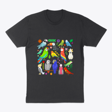 Tropical Birds and Parrots in Pixel Art