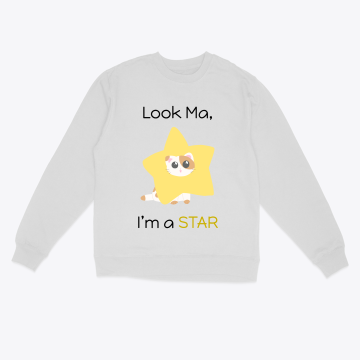 Look Ma, I’m A STAR (white ver cat sweatshirt)