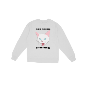 Get The Fangy - White Cat Sweatshirt